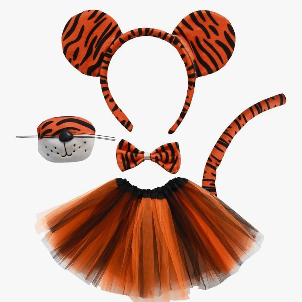 🆕 Heliltd 5 Pieces Kids Girls Tiger Costume Set Ear Headband Tail